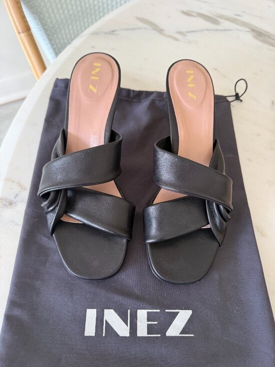 Inez Shoes - INEZ Black Leather Knotted Heeled Sandals 7.5 NW0T